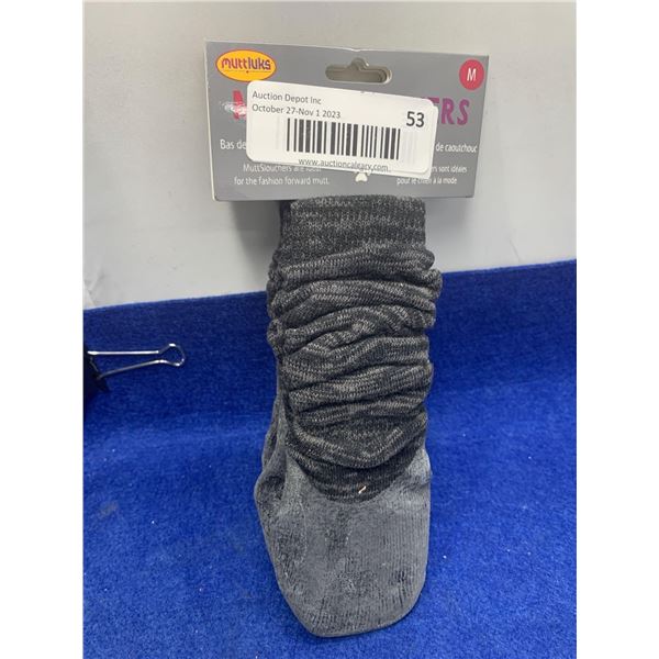 MuttLuks Slouchers-Rubber Dipped Dog Slouch Socks (M)