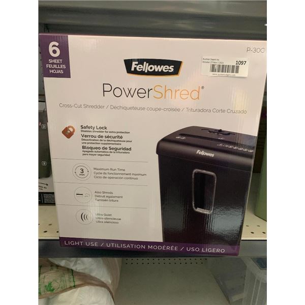 Fellows Power Shred Cross-Cut Shedder 6 Sheet