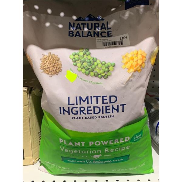 Natural Balance Plant Based Protein Vegetarian Recipe Dog Kibble 12lb