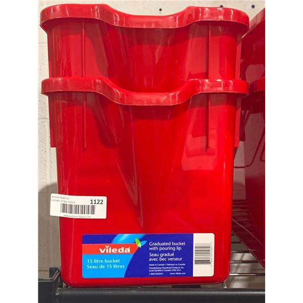 Vileda 1.5 Litre Graduated Bucket w/ Pouring Lip x 2