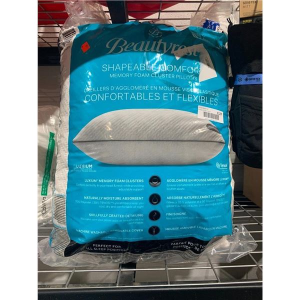 Beautyrest Shapeable Comfort Memory Foam Cluster Pillows set of 2 Queen