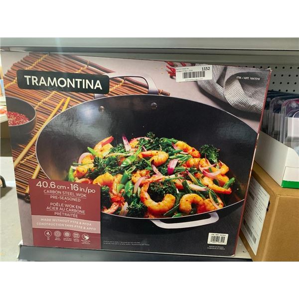 Tramontiina 16" Carbon Steel Wok Pre-Seasoned