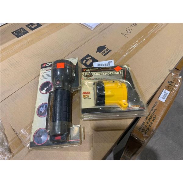 Heavy Duty Flashlight & 12 Volt Mini Spotlight