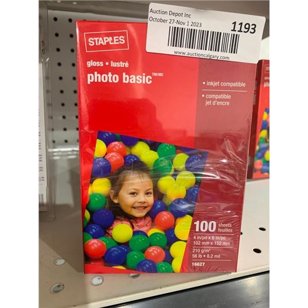 Staples Gloss Photo Basics Print Paper 4"x6" 100 Sheets x 2