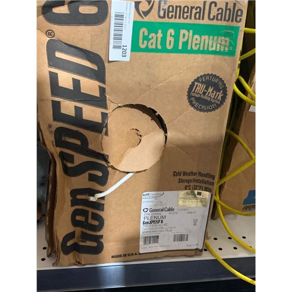 Communications Cable 4 PR 23 AWG White 1000' Plenum GenSpeed 6