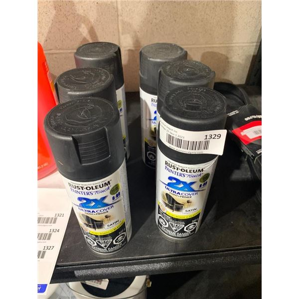 Lot of 6x340g Rust-Oleum Black Satin Spray Paint