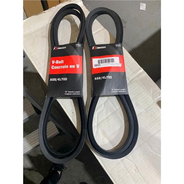 Lot of 2 V-belt A68/4L700 70" Outside Length Fan Belts
