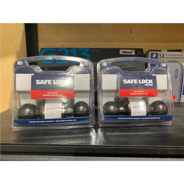 Lot of 2 - Weiser Safe Lock Keyed Entry Dor Handles