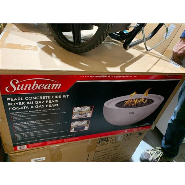 Sunbeam Wellesley Outdoor Fire Pit - "Concrete Look" - 50,000-BTU - 14-in H x 34 1/2-in W