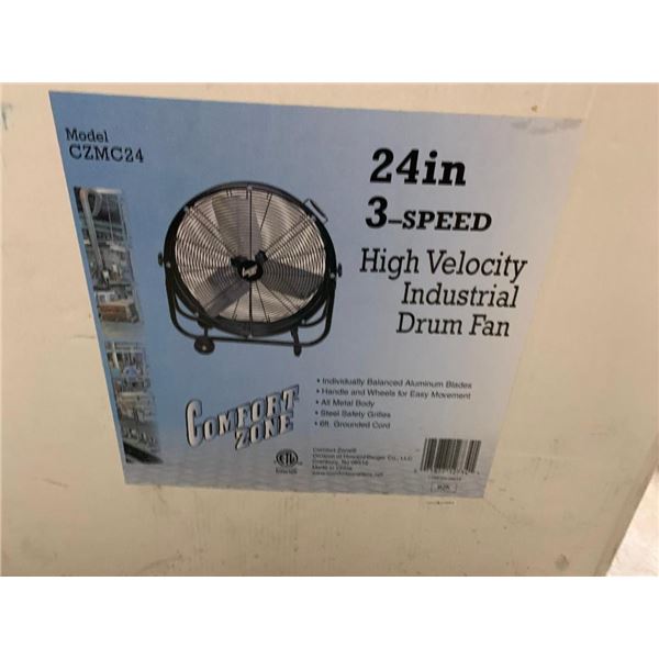 Comfort Zone 24in 3 Speed High Velocity Industrial Fan