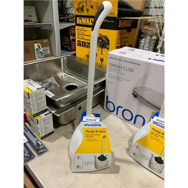 PlumbShop Plunge-N-Store Heavy Duty Plunger w/ Caddy