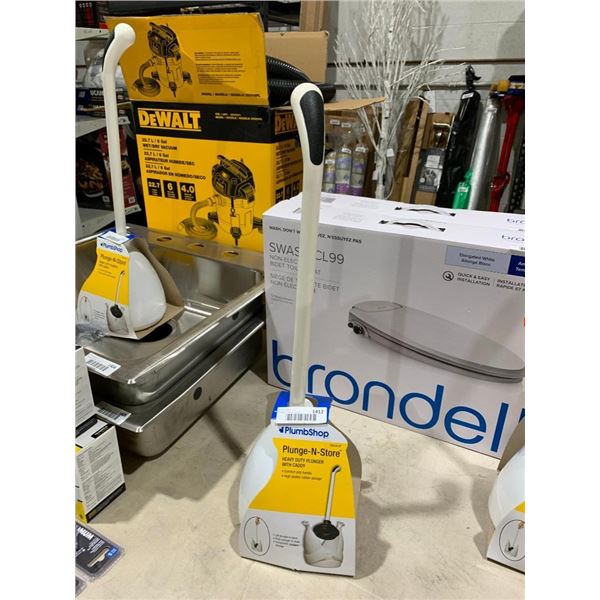 PlumbShop Plunge-N-Store Heavy Duty Plunger w/ Caddy