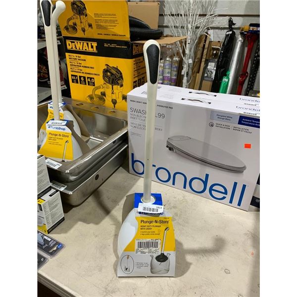 PlumbShop Plunge-N-Store Heavy Duty Plunger w/ Caddy