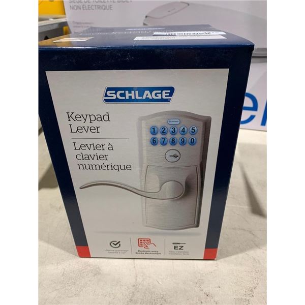 Schlage FE595 CAM 619 Acc Camelot Keypad Entry with Flex-Lock and Accent Levers, Satin Nickel
