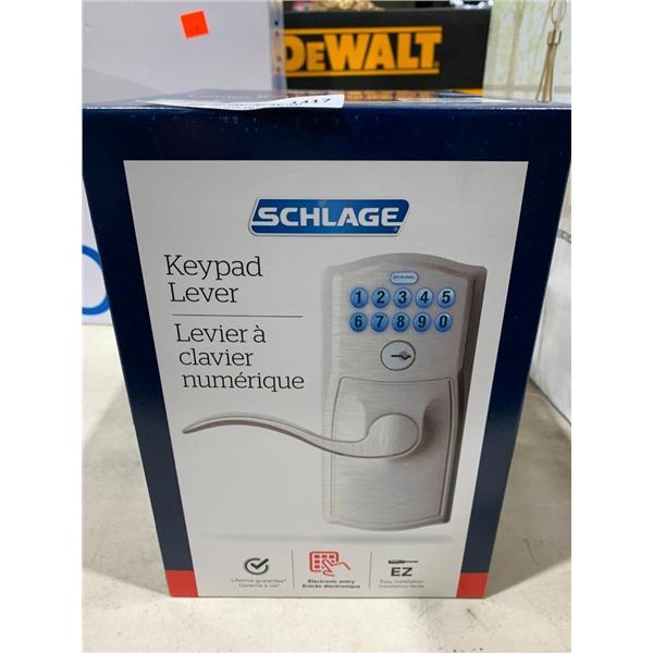 Schlage FE595 CAM 619 Acc Camelot Keypad Entry with Flex-Lock and Accent Levers, Satin Nickel