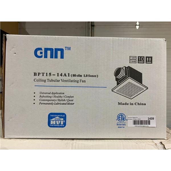 GNN BPT15-14A1 Ceiling Tubular Ventilating Fan - White