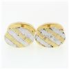 Image 1 : Vintage Men's 18k TT Gold Oval Woven Basket Weave Pattern Swivel Back Cuff Links