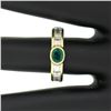 Image 5 : FINE 18K Gold 4.4 ctw Oval Emerald Solitaire & Square Diamond Eternity Band Ring