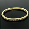 Image 2 : 14k Yellow Gold.85 ctw Burnish Diamond 7" Hinged Sandblast Open Bangle Bracelet