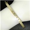 Image 4 : 14k Yellow Gold.85 ctw Burnish Diamond 7" Hinged Sandblast Open Bangle Bracelet