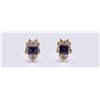 Image 1 : Pair of 18K Yellow Gold Iolite & Diamond Earrings