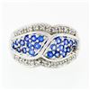 Image 4 : 14k White Gold .85 ctw Round Brilliant Tanzanite & Diamond Wide Cluster Band Rin