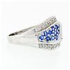 Image 5 : 14k White Gold .85 ctw Round Brilliant Tanzanite & Diamond Wide Cluster Band Rin