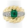 Image 3 : Vintage 18k Gold 2.29 ctw GIA Certified Colombian Emerald and Diamond Cocktail R