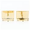 Image 3 : Large Vintage 14k Yellow Gold Flat Rectangular Black Onyx Florentine Cuff Links