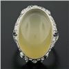Image 2 : Antique Art Deco Platinum Moonstone Diamond Sapphire Filigree Large RARE Ring