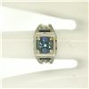 Image 8 : Antique Art Deco 18k White Gold 1.25 ctw Aquamarine and Diamond Ring