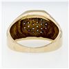 Image 7 : Vintage Men's 14k TT Gold .52 ctw Round Pave Diamond Cluster Ring w/ Ribbed Shan