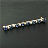 Image 6 : Antique 14k Gold 1.60 ctw Square Cut Montana Sapphire Natural Pearl Bar Brooch P