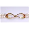 Image 3 : Double Strand Pearl Necklace With 14K Yellow Gold & Graduated Tourmaline Clasp