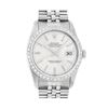 Image 1 : Rolex Mens Stainless Steel 36MM Silver Index White Gold Bezel Datejust Wristwatc