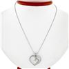 Image 1 : 14K White Gold 0.50 ctw Double Diamond Open Heart Swirl Pendant & 20" Cable Chai
