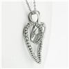 Image 3 : 14K White Gold 0.50 ctw Double Diamond Open Heart Swirl Pendant & 20" Cable Chai