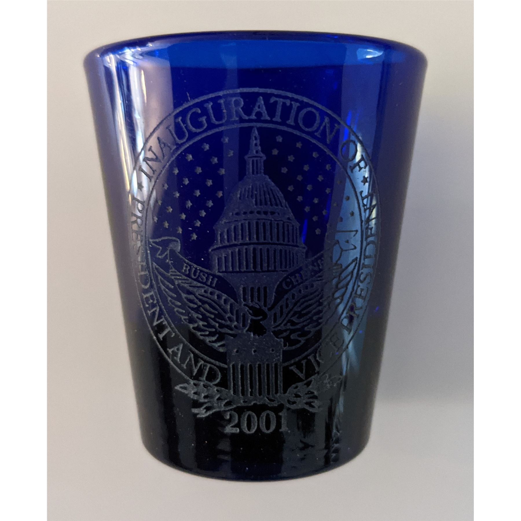 Cheney Glass Bush/Cheney 2001 Inauguration Shot Glass (Cobalt Blue)