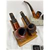 Image 2 : 4 Wooden Pipes, Display Stand, & Lighters