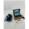 Image 1 : Wooden Musical Jewellery Box with Contents & Warthog Scarf & Pin