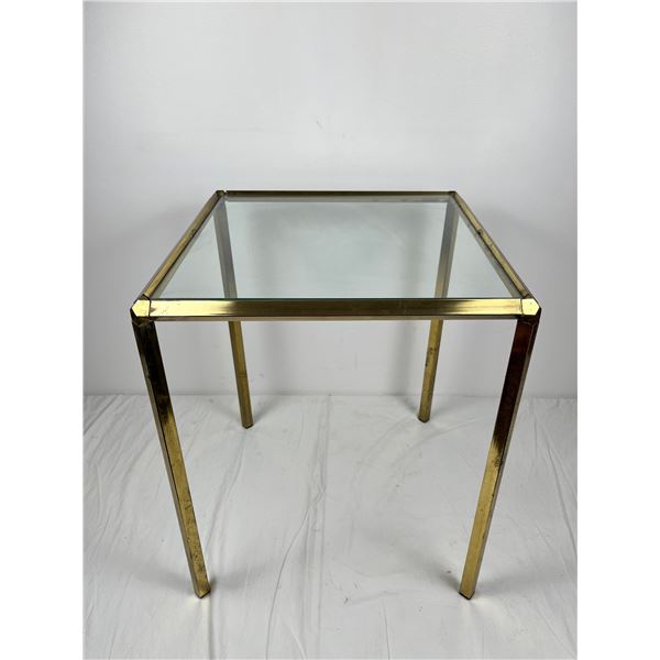 Glass Top Brass Like Table