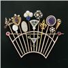 Image 2 : Antique Victorian Custom 14k Gold 11 Stick Pin Gemstone Pearl Tiara Crown Brooch