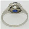 Image 7 : Antique Art Deco 18k White Gold 0.65 ctw European Diamond and Sapphire Ring