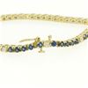 Image 9 : 14k Solid Yellow Gold 5.13 ctw Round Sapphire & Diamond Line Tennis Bracelet