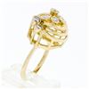 Image 9 : 14k Yellow Gold 1.30 ctw Bezel Diamond Open Wire Work Tiered Swirl Cocktail Ring