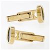 Image 3 : Vintage 14K Yellow Gold Classic Oval Cut Bezel Set Black Onyx Swivel Cuff Links