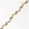Image 6 : Solid 18K TT Gold 1.40 ctw Fine Round Brilliant Diamond Wavy Link Tennis Bracele
