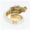 Image 7 : Vintage 18K Yellow Gold Inlaid Horn Detailed Horse Head Bypass Wrap Band Ring