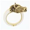 Image 8 : Vintage 18K Yellow Gold Inlaid Horn Detailed Horse Head Bypass Wrap Band Ring