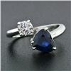 Image 5 : NEW 18K White Gold 2.71 ctw GIA Heart Blue Sapphire Diamond Moi et Toi Bypass Ri